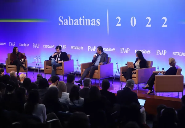 (INT) Discussions on Elections 2022 in Sao Paulo. August 19, 2022, Sao Paulo, Brazil: The Governorship candidate for Sao Paulo Fernando Haddad (PT) participates in a discussion promoted by Estadao 