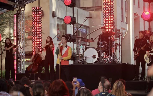 Panic! at the Disco performs live at NBC Today Show. August 19, 2022, New York, USA: Panic! at the Disco performs live at NBC Todays Citi Summer Concert Series at Rockefeller Plaza with the presence of fans. 