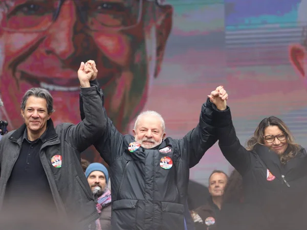 Lula Alckmin Participate Protest Favor Democracy Sao Paulo August 2022 — Stock Photo, Image