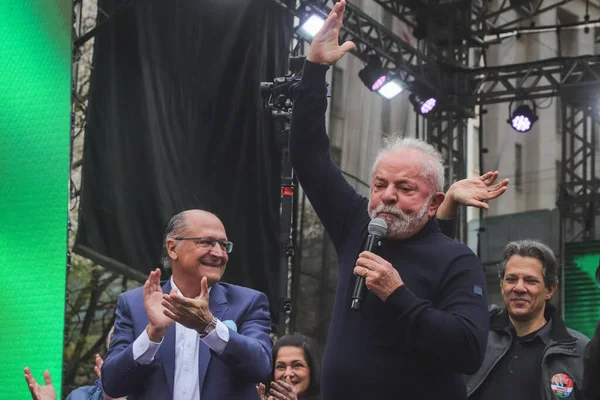 Lula Alckmin Participate Protest Favor Democracy Sao Paulo August 2022 — Foto Stock
