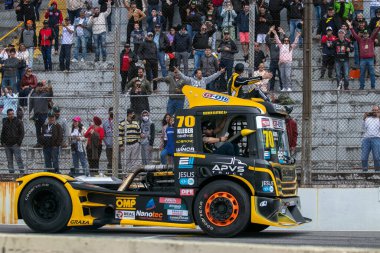 Motorsport: Drivers during the race of the 6th stage of the Truck Cup at Interlagos racetrack. August 21, 2022, Sao Paulo, Brazil: Drivers during the race of the 6th stage of the Copa Truck 2022, a Brazilian category of fast trucks