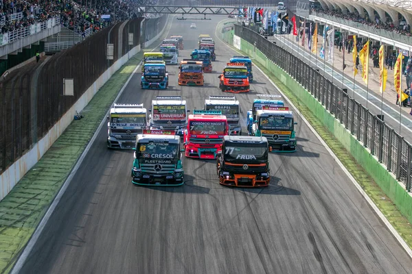 Motorsport Drivers Race 6Th Stage Truck Cup Interlagos Racetrack August — Zdjęcie stockowe