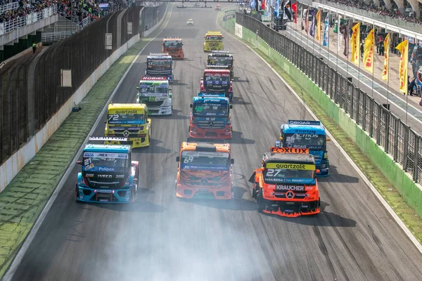 Motorsport Drivers Race 6Th Stage Truck Cup Interlagos Racetrack August — Stockfoto
