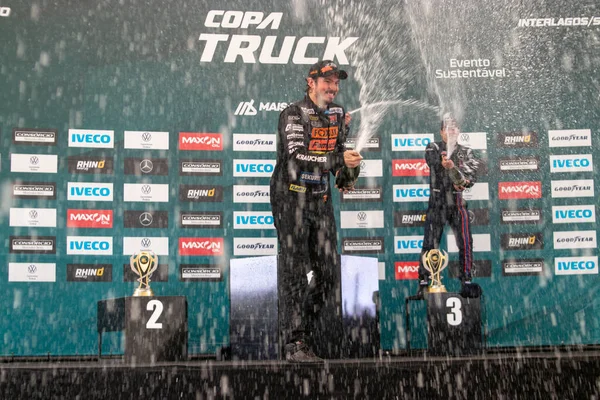 Motorsport Drivers Race 6Th Stage Truck Cup Interlagos Racetrack August — Foto de Stock