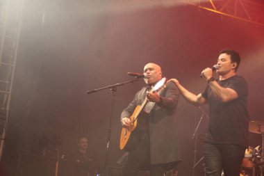 Brazilian duo Rick and Renner during the closing show of Efapi Expo 2022. August 22, 2022, Santo Antonio da Platina, Parana, Brazil: Brazilian duo Rick and Renner during the closing show of Efapi Expo 2022 
