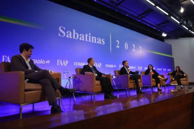 Discussion on Elections in Sao Paulo. August 23, 2022, Sao Paulo, Brazil: The NOVO political party Governorship candidate for Sao Paulo, Vinicius Poit, participates in the discussion on elections organized by Estadao in partnership with Fundaca