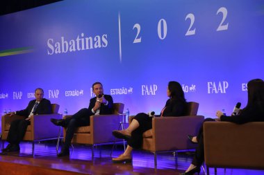 Discussion on Elections in Sao Paulo. August 23, 2022, Sao Paulo, Brazil: The NOVO political party Governorship candidate for Sao Paulo, Vinicius Poit, participates in the discussion on elections organized by Estadao in partnership with Fundaca