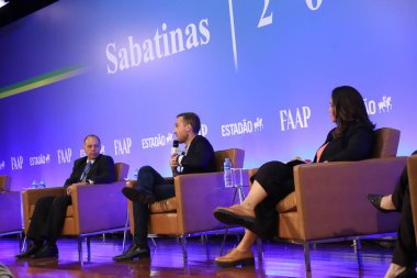Discussion on Elections in Sao Paulo. August 23, 2022, Sao Paulo, Brazil: The NOVO political party Governorship candidate for Sao Paulo, Vinicius Poit, participates in the discussion on elections organized by Estadao in partnership with Fundaca