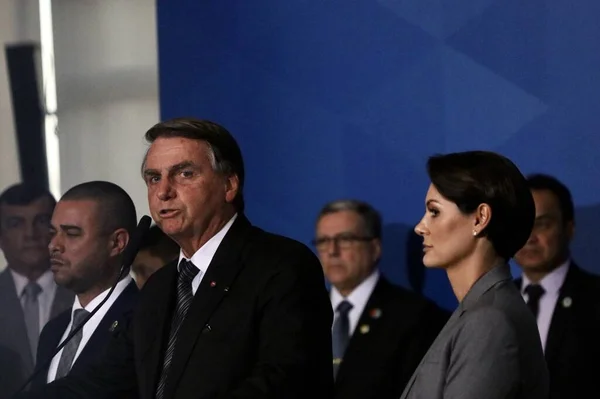 Brazilian President Jair Bolsonaro Ceremony Arrival Relic Emperor Dom Pedro — Zdjęcie stockowe