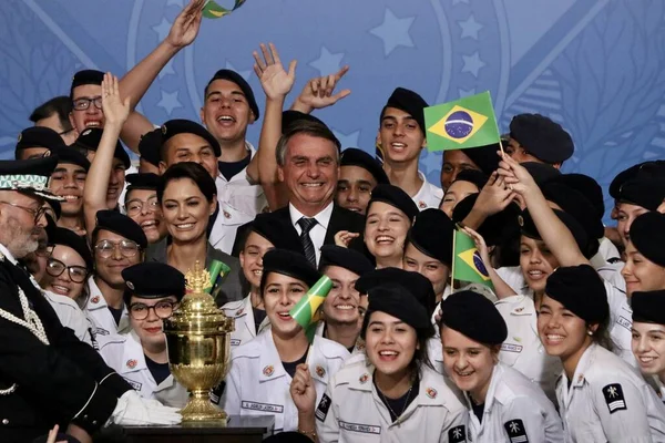 Brazilian President Jair Bolsonaro Ceremony Arrival Relic Emperor Dom Pedro — Foto Stock