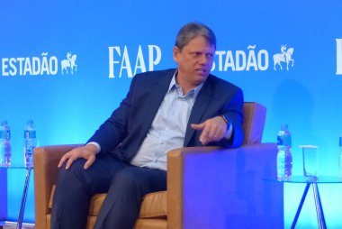 (INT) Discussion on Elections in Sao Paulo. August 24, 2022, Sao Paulo, Brazil: The REPUPLICANOS political party Governorship candidate for Sao Paulo, Tarcisio Freitas participates in the discussion on elections organized by Estadao 