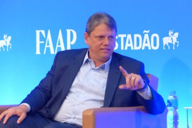 (INT) Discussion on Elections in Sao Paulo. August 24, 2022, Sao Paulo, Brazil: The REPUPLICANOS political party Governorship candidate for Sao Paulo, Tarcisio Freitas participates in the discussion on elections organized by Estadao 