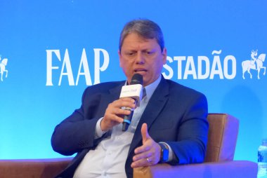 (INT) Discussion on Elections in Sao Paulo. August 24, 2022, Sao Paulo, Brazil: The REPUPLICANOS political party Governorship candidate for Sao Paulo, Tarcisio Freitas participates in the discussion on elections organized by Estadao 