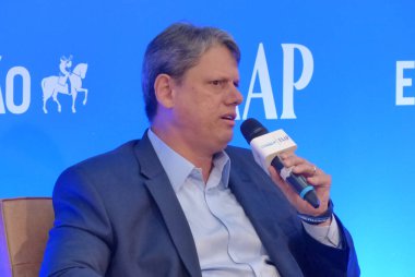 (INT) Discussion on Elections in Sao Paulo. August 24, 2022, Sao Paulo, Brazil: The REPUPLICANOS political party Governorship candidate for Sao Paulo, Tarcisio Freitas participates in the discussion on elections organized by Estadao 