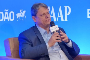 (INT) Discussion on Elections in Sao Paulo. August 24, 2022, Sao Paulo, Brazil: The REPUPLICANOS political party Governorship candidate for Sao Paulo, Tarcisio Freitas participates in the discussion on elections organized by Estadao 