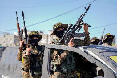  Military wing Al-Quds Brigades of Islamic Jihad organize march through the streets of Gaza Strip. August 24, 2022, Gaza Strip, Palestine: Islamic Jihad and its military wing Al-Quds Brigades organize a major march through the streets 