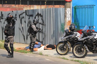 Two men linked to the criminal faction Revolucionarios do Amazonas (Amazon Revolutionaries) are arrested in Manaus. August 24, 2022, Manaus, Amanzonas, Brazil: On patrol in  Manaus