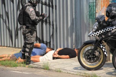 Two men linked to the criminal faction Revolucionarios do Amazonas (Amazon Revolutionaries) are arrested in Manaus. August 24, 2022, Manaus, Amanzonas, Brazil: On patrol in  Manaus