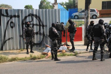 Two men linked to the criminal faction Revolucionarios do Amazonas (Amazon Revolutionaries) are arrested in Manaus. August 24, 2022, Manaus, Amanzonas, Brazil: On patrol in  Manaus