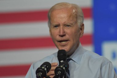 US President Joe Biden delivers remarks at a rally for the 2022 midterm elections at Richmond Montgomery High School. August 25, 2022, Rockville, Maryland, USA: US President Joe Biden, Democratic officials, and voters rallied at a DNC event  