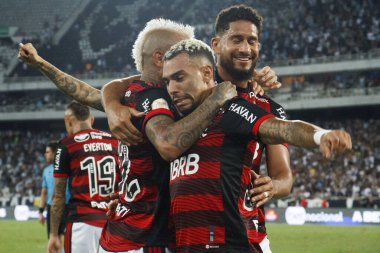 Brazilian Soccer Championship: Botafogo vs Flamengo. August 28, 2022, Rio de Janeiro, Brazil: Soccer match between Botafogo and Flamengo, valid for the 24th round of Brazilian Soccer Championship, held at Ninton Santos stadium, in Rio de Janeiro