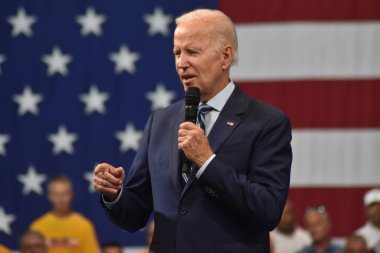 US President Joe Biden attends an event in the state of Pennsylvania. August 30, 2022, Wilkes Barre,  Pennsylvania, USA: US President Joe Biden speaks on security and firearms during an event in Wilkes Barre, Pennsylvania, on Tuesday (30)