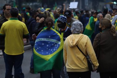 Supporters of Brazilian President Jair Bolsonaro during an act on September 7 in Sao Paulo. September 7, 2022, Sao Paulo, Brazil: Supporters of Brazilian President Jair Bolsonaro participate in a demonstration in favor of his government 