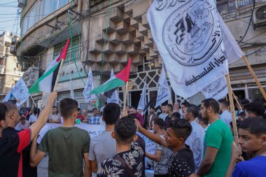 Palestinian Free Movement organizes stand in support of the Palestinian people in the West Bank. September 7, 2022, Gaza, Palestine: Free Palestinian Movement organizes an act of support to the Palestinian people in the West Bank