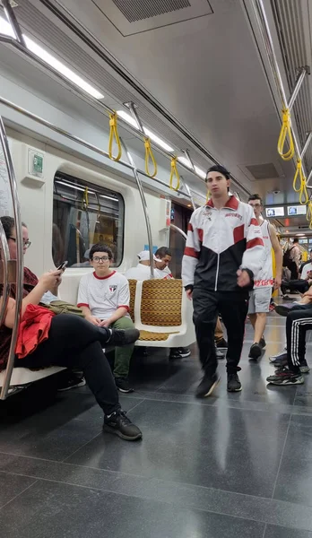 Wearing Mask Longer Mandatory Metro Buses Trains Friday Sao Paulo — Stockfoto