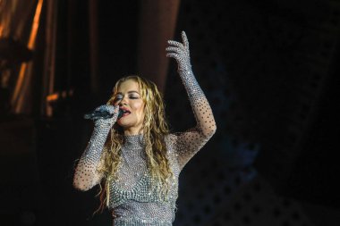 Şarkıcı Rita Ora, Rio 2022 'deki World Stage on Rock konserinde. 11 Eylül 2022, Sao Paulo, Brezilya: Şarkıcı Rita Ora Rio 2022 Rock müzik festivalinin son gününde Parque Olimpico 'da Palco Mundo' da sahne aldı.