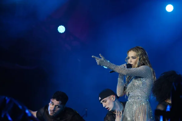 Singer Rita Ora Podczas Występu World Stage Rock Rio 2022 — Zdjęcie stockowe
