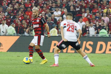 Brezilya Futbol Kupası - Yarı final Flamengo Sao Paulo 'ya karşı. 14 Eylül 2022, Rio de Janeiro, Brezilya: Brezilya Futbol Kupası - Rio de Janeiro 'daki Maracana Stadyumu' nda oynanan yarı final karşılaşması için Flamengo ve Sao Paulo arasında oynanan futbol maçı
