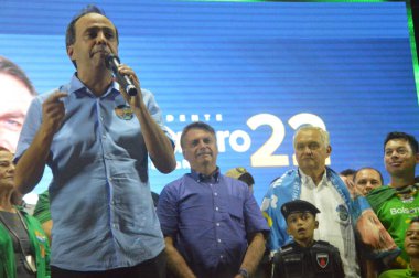 Brezilya Cumhurbaşkanı Jair Bolsonaro Natal 'da bir mitinge katıldı. 15 Eylül 2022, Natal, Rio Grande do Norte, Brezilya: Brezilya Cumhurbaşkanı Jair Bolsonaro, yeniden seçilme adayı, eşi Michelle Bolsonaro eşliğinde bir mitinge katıldı.