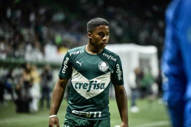 Brezilya Futbol Şampiyonası: Palmeiras Santos 'a karşı. 18 Eylül 2022, Sao Paulo, Brezilya: Pazar günü Sao Paulo 'daki Allianz Parque Stadyumu' nda düzenlenen Brezilya Futbol Şampiyonası 'nın 27. 