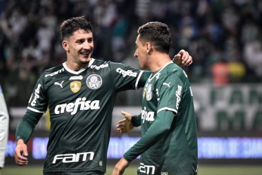Brezilya Futbol Şampiyonası: Palmeiras Santos 'a karşı. 18 Eylül 2022, Sao Paulo, Brezilya: Pazar günü Sao Paulo 'daki Allianz Parque Stadyumu' nda düzenlenen Brezilya Futbol Şampiyonası 'nın 27. 