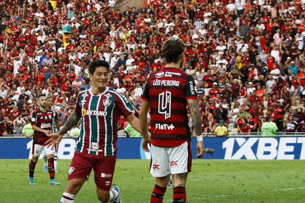 Чемпионат Бразилии Футболу Flamengo Fluminense Футбольный Матч Между Фламенго Fluminense — стоковое фото