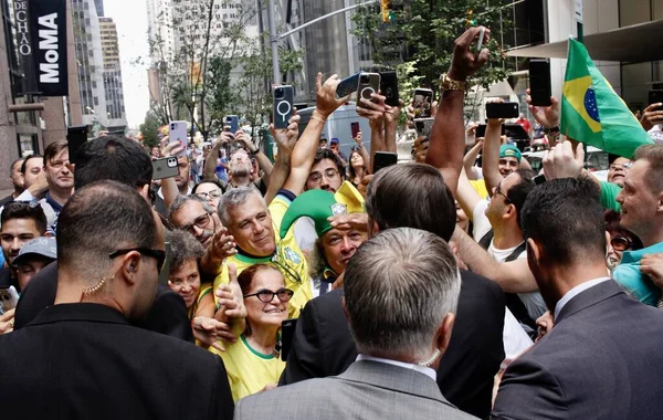 Prezydent Brazylii Przyjeżdża Lunch Fogo Chao Steak House Nowym Jorku — Zdjęcie stockowe