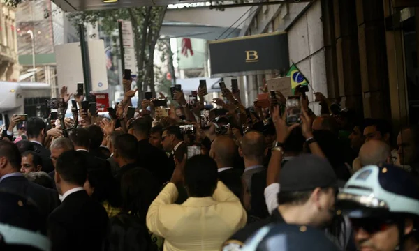 Presidente Brasiliano Bolsonaro Leaves Hotel New York Brasile Settembre 2022 — Foto Stock