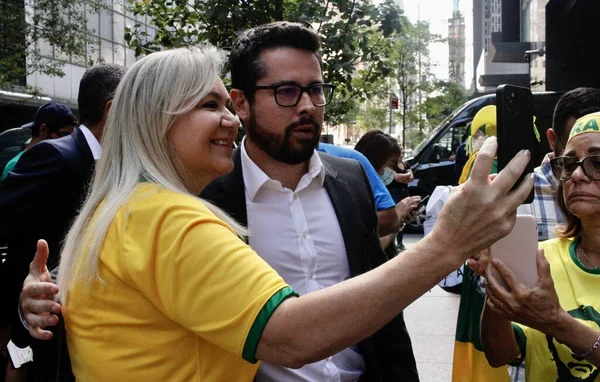 Jornalista Brasileiro Paulo Figueiredo Filho Durante Almoço Com Jair Bolsonaro — Fotografia de Stock