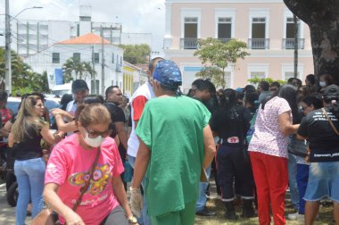 Hemşireler Natal 'daki maaş zeminini protesto ediyorlar. 21 Eylül 2022, Natal, Rio Grande do Norte, Brezilya: Hemşirelik profesyonelleri için asgari ücretin uygulanması lehine hareket 21 Eylül Çarşamba günü, Setembro Meydanı 7 numarada başladı.