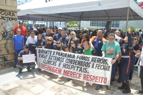 Nursing Professionals Protest Salary Floor Natal September 2022 Natal Rio — Stock Photo, Image