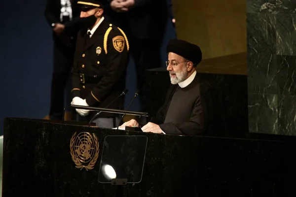 Nowość Prezydent Iranu Seyyed Ebrahim Raisi Przemawia Zgromadzeniu Ogólnym Onz — Zdjęcie stockowe