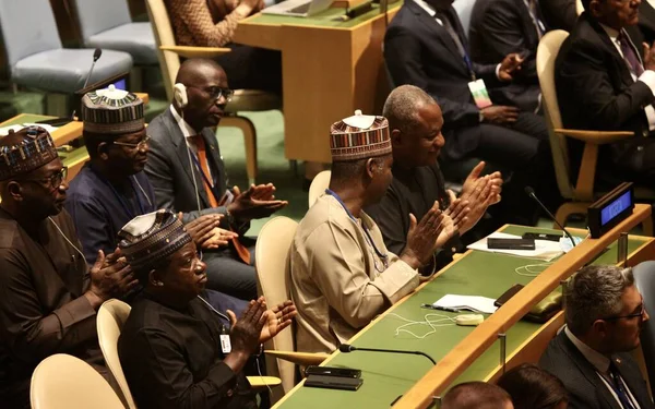 Muhammadu Buhari Habla 77ª Asamblea General Las Naciones Unidas Nueva —  Fotos de Stock