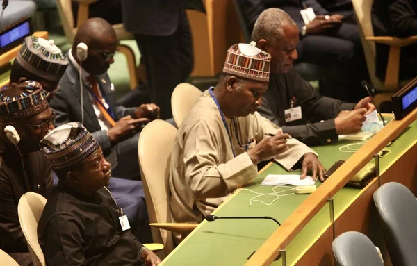 Muhammadu Buhari Habla 77ª Asamblea General Las Naciones Unidas Nueva —  Fotos de Stock
