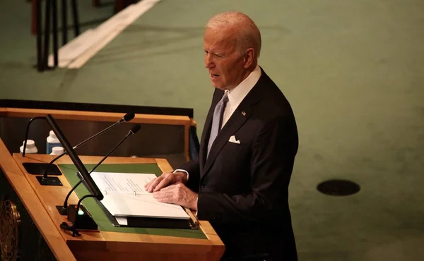 Abd Başkanı Joe Biden New York Taki Birleşmiş Milletler Genel — Stok fotoğraf