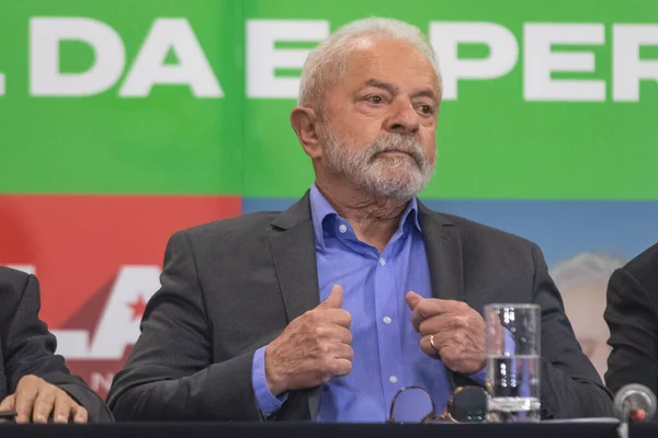 Бывший Президент Лула Время Встречи Представителями Движений Отстаивающих Права Людей — стоковое фото