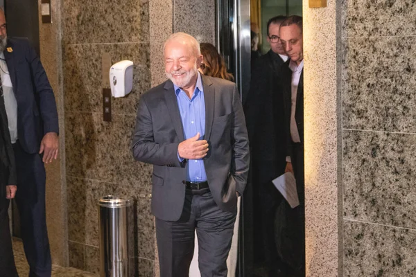 Bývalý Prezident Lula Během Setkání Zástupci Hnutí Která Hájí Práva — Stock fotografie