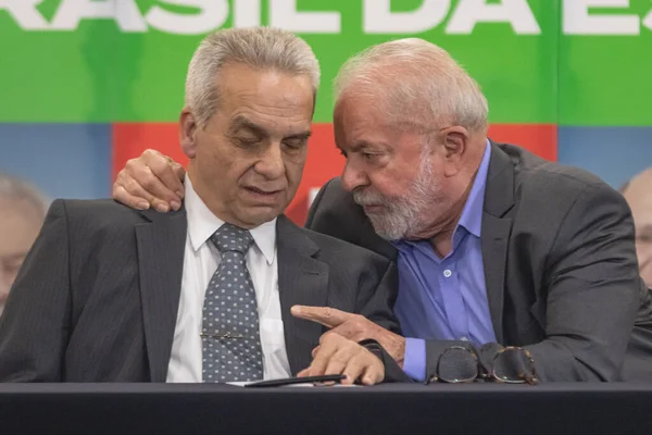 Voormalig President Lula Tijdens Een Ontmoeting Met Vertegenwoordigers Van Bewegingen — Stockfoto