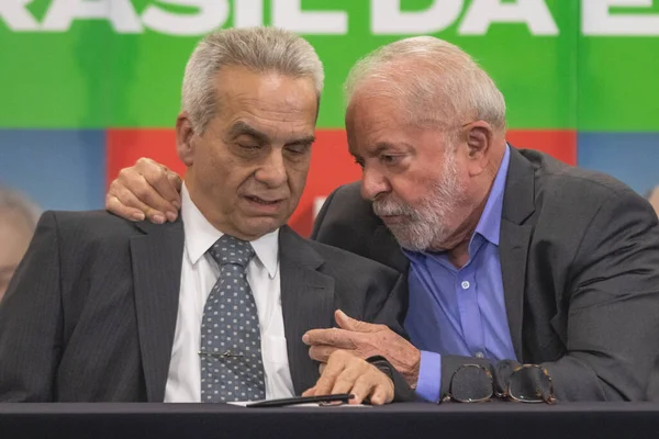 Voormalig President Lula Tijdens Een Ontmoeting Met Vertegenwoordigers Van Bewegingen — Stockfoto