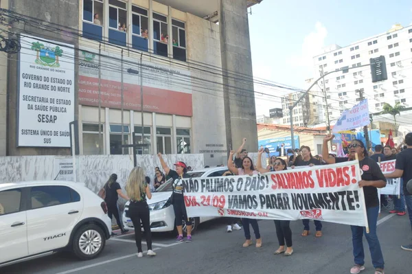 Verpleegkundigen Protesteren Tegen Salarisverhogingen Natal September 2022 Natal Rio Grande — Stockfoto